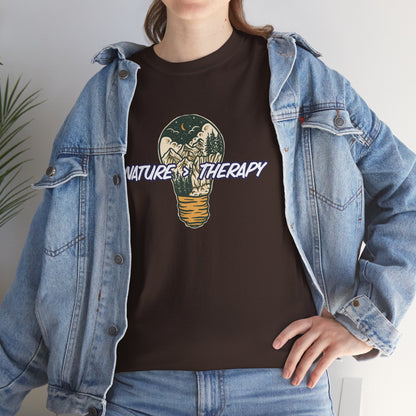Nature Is Greater Than Therapy T-Shirt – Unisex Eco-Friendly Tee for Nature Lovers, Outdoor Hiking Shirt, Gift Idea