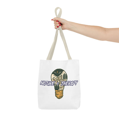 Nature Greater Than Therapy Tote Bag — Scenic Lightbulb Eco Tote for Outdoor Lovers