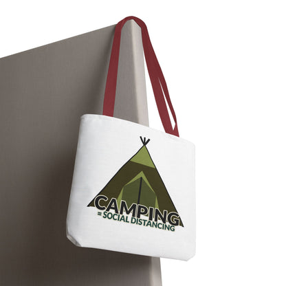 Camping Equals Social Distancing Tote Bag — Funny Campers and Outdoorsy Bag
