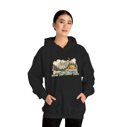 Pitchin Tents Throwin Shades Hoodie – Unisex Outdoor Adventure Sweatshirt, Camping Gear, Nature Lover Gift, Travel and Fall Apparel