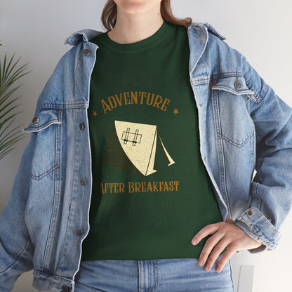 Adventure After Breakfast T-Shirt - Funny Outdoor and Hiking Tee for Nature Lovers, Camping Unisex Cotton Shirt, Travel and Adventure Gift
