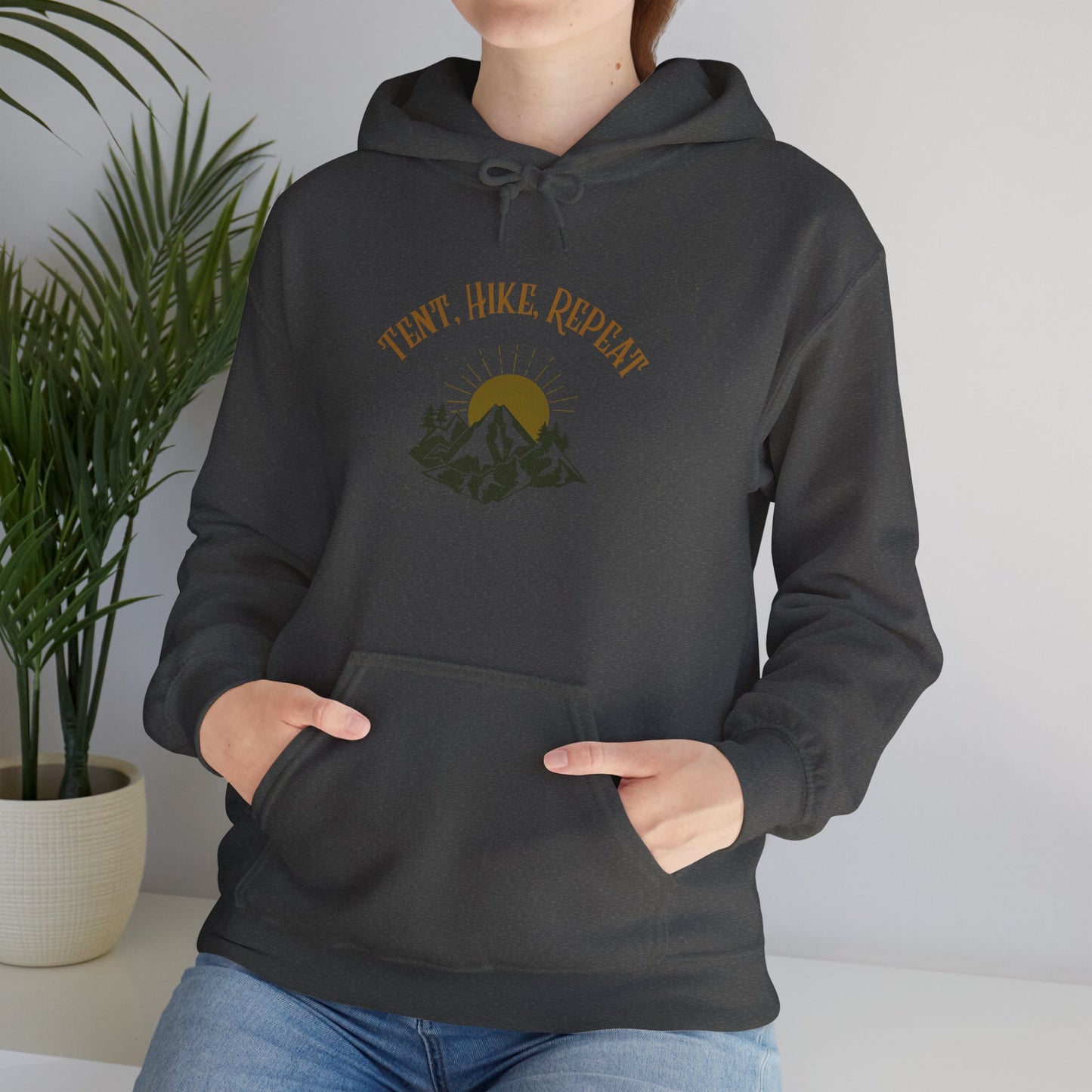 Tent Hike Repeat – Unisex Hoodie, Adventure Camping Sweatshirt, Outdoor Hiking Apparel, Gift for Nature Lovers