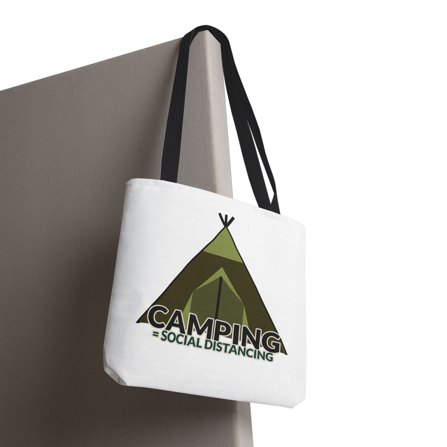 Camping Equals Social Distancing Tote Bag — Funny Campers and Outdoorsy Bag
