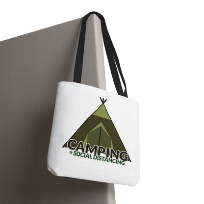 Camping Equals Social Distancing Tote Bag — Funny Campers and Outdoorsy Bag