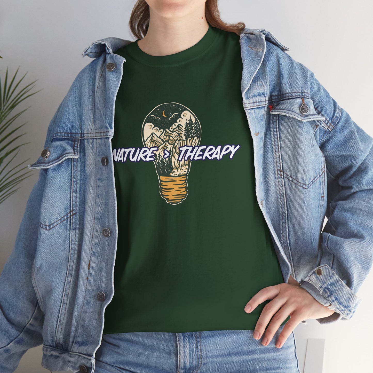 Nature Is Greater Than Therapy T-Shirt – Unisex Eco-Friendly Tee for Nature Lovers, Outdoor Hiking Shirt, Gift Idea
