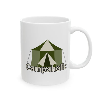 Campaholic Mug – Funny Camping Coffee Cup for Snack Lovers