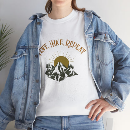 Tent, Hike, Repeat T-Shirt - Adventure, Camping, Hiking Tee for Outdoor Lovers, Unisex Heavy Cotton Nature Shirt, Travel Gift for Campers
