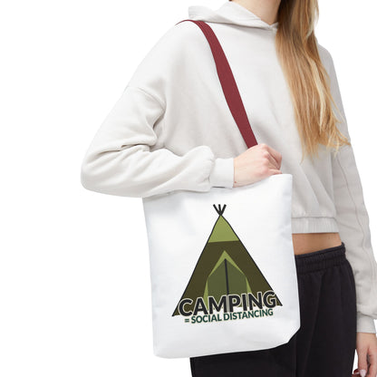 Camping Equals Social Distancing Tote Bag — Funny Campers and Outdoorsy Bag