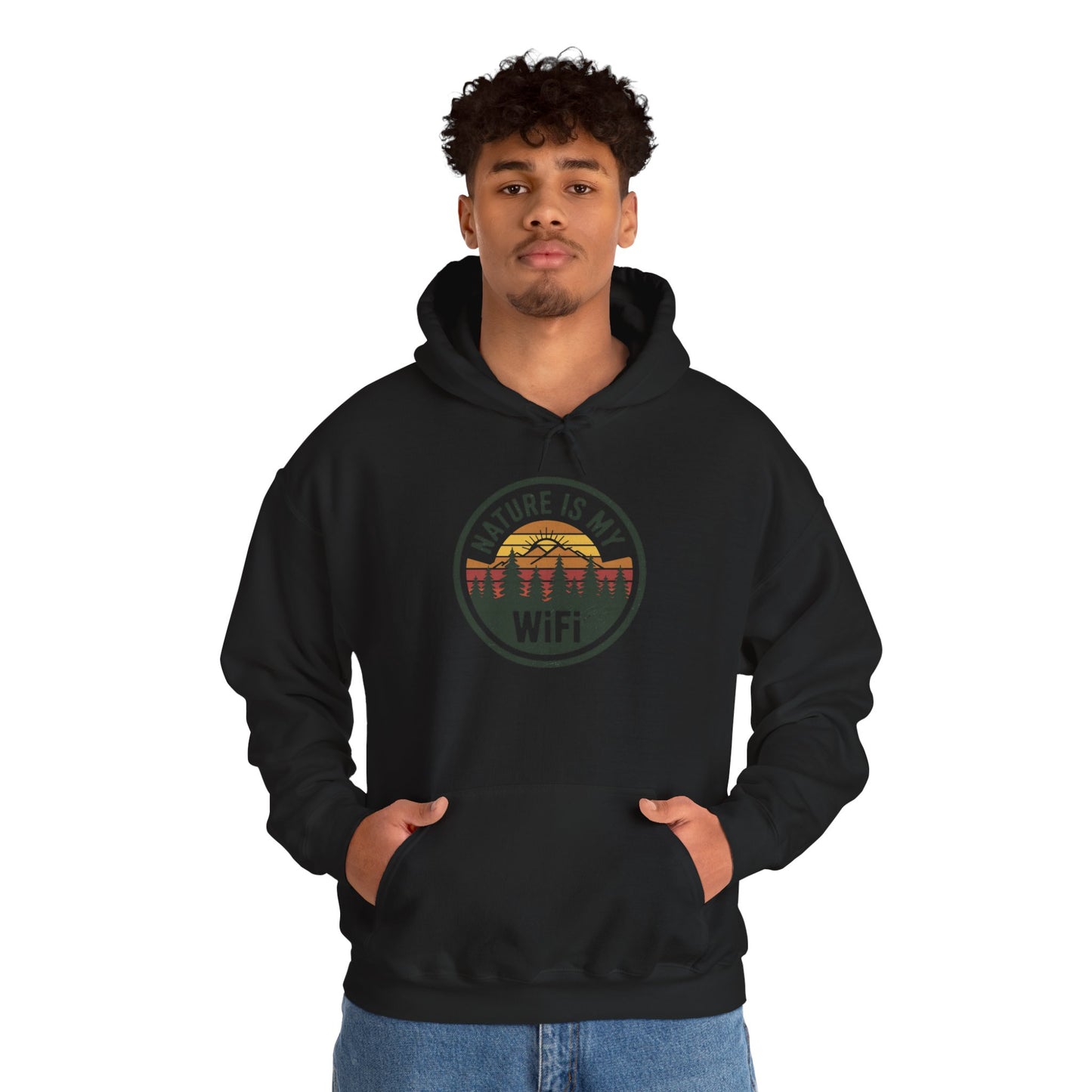 Nature Is My WiFi Hoodie – Cozy Unisex Sweatshirt for Nature Lovers, Outdoor Adventure Apparel, Camping and Travel Gift