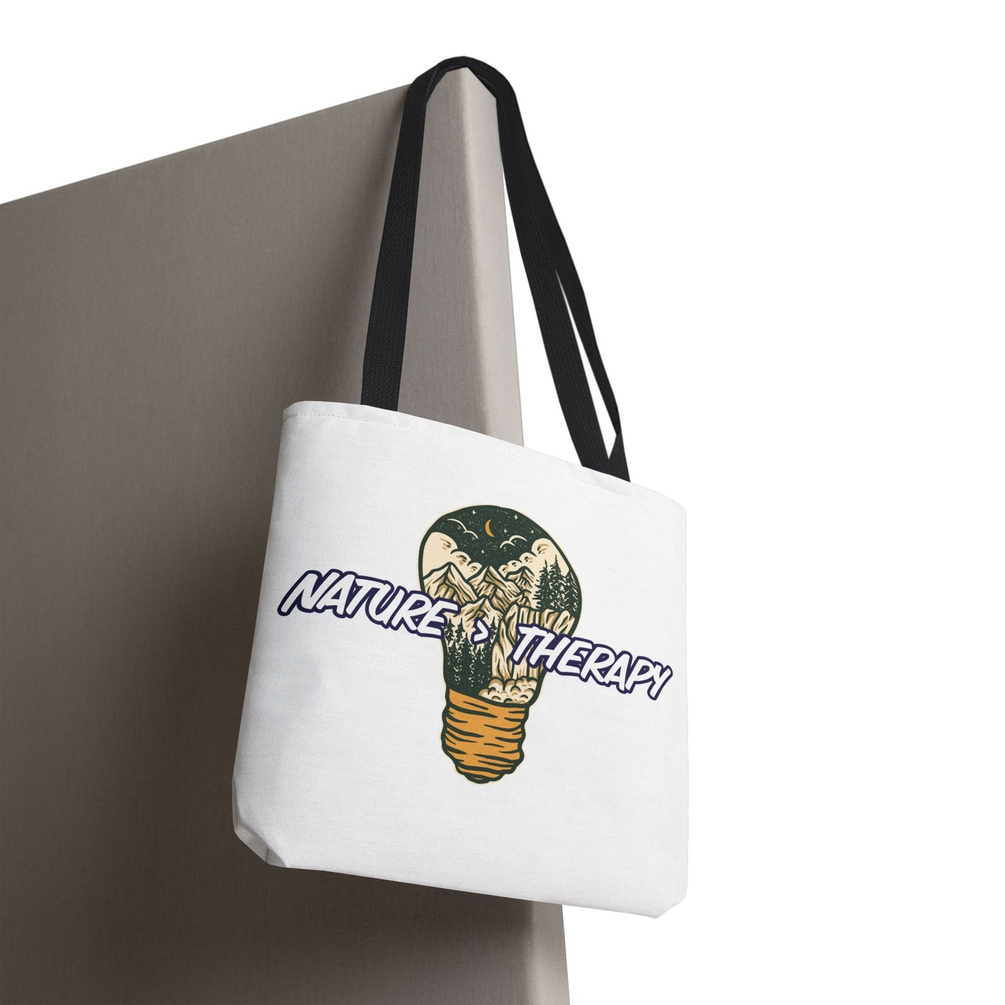 Nature Greater Than Therapy Tote Bag — Scenic Lightbulb Eco Tote for Outdoor Lovers