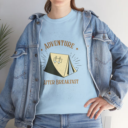 Adventure After Breakfast T-Shirt - Funny Outdoor and Hiking Tee for Nature Lovers, Camping Unisex Cotton Shirt, Travel and Adventure Gift