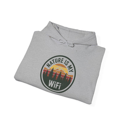 Nature Is My WiFi Hoodie – Cozy Unisex Sweatshirt for Nature Lovers, Outdoor Adventure Apparel, Camping and Travel Gift