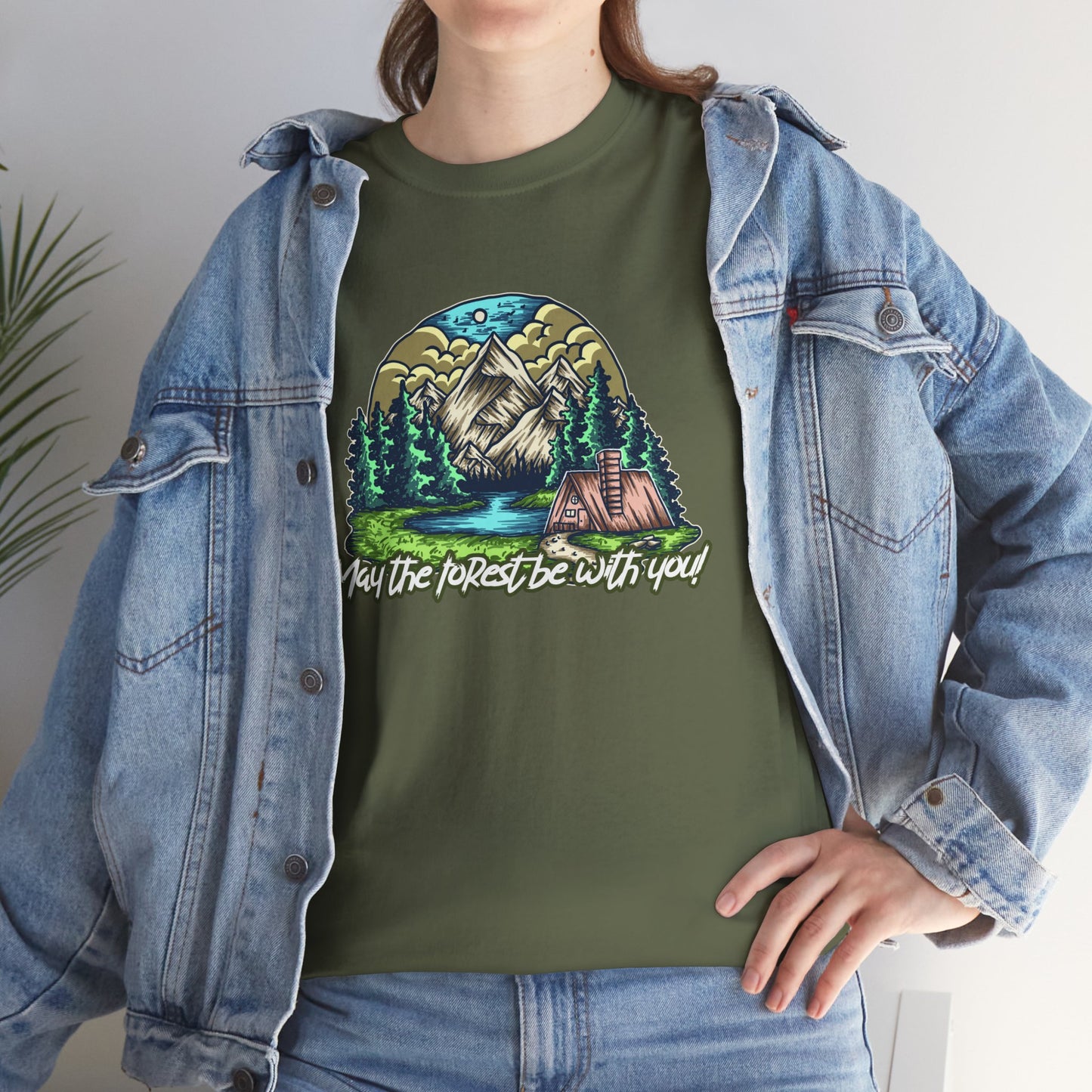 May The Forest Be With You - Unisex Heavy Cotton Tee - Outdoor Adventure Shirt, Hiking Graphic T-Shirt, Camping Gift, Nature Apparel