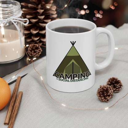 Camping Equals Social Distancing Mug – Funny Camping Coffee Cup