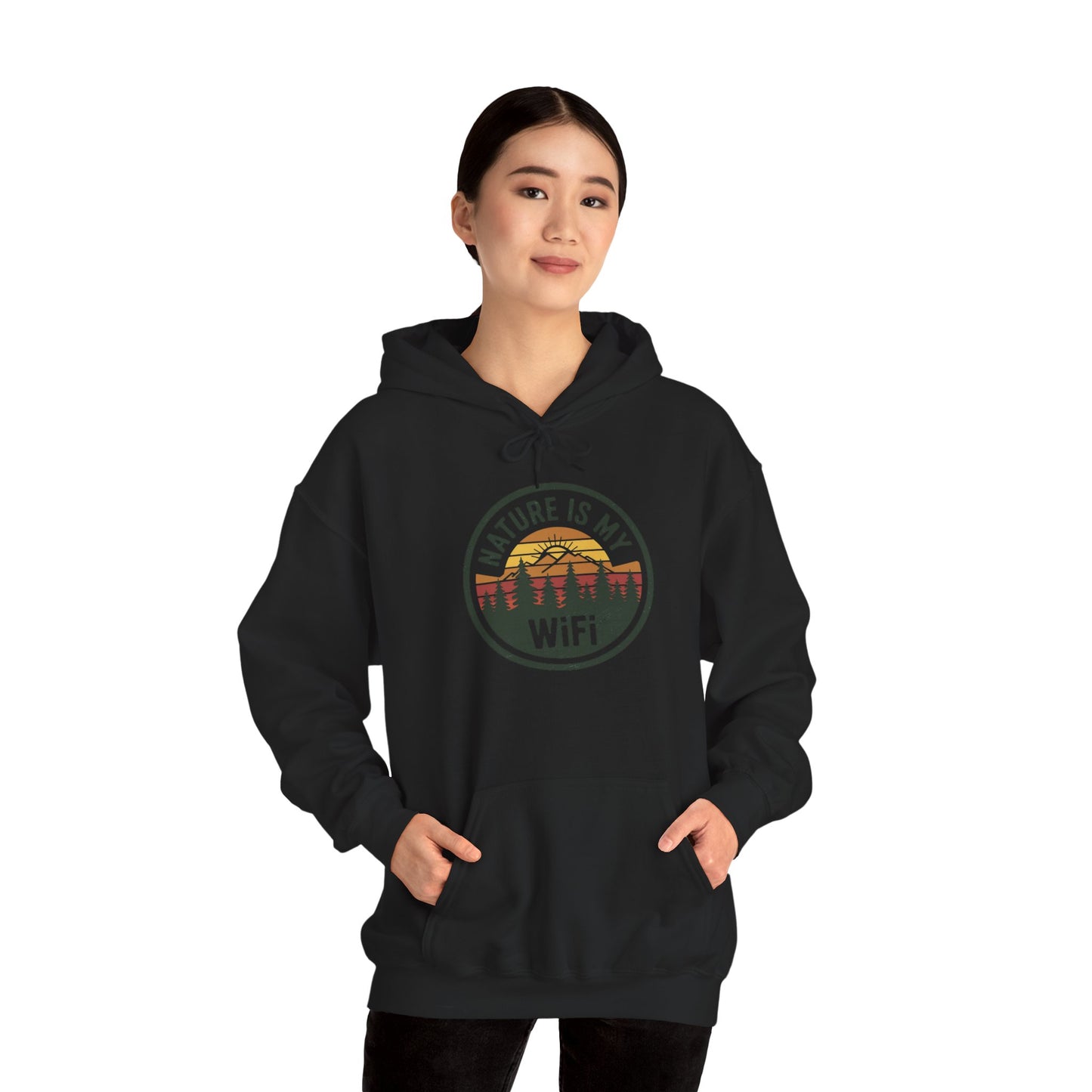 Nature Is My WiFi Hoodie – Cozy Unisex Sweatshirt for Nature Lovers, Outdoor Adventure Apparel, Camping and Travel Gift