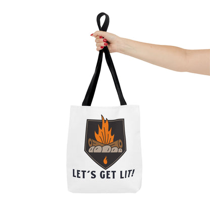 Let's Get Lit Tote Bag - Funny Reusable Bag For Campers