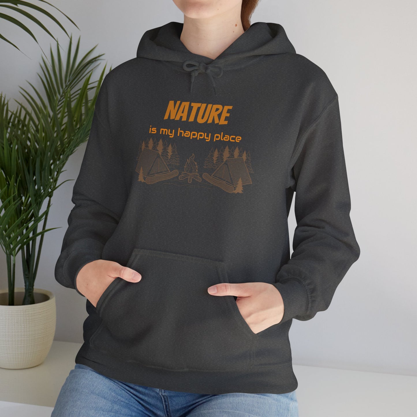 Nature Is My Happy Place Hoodie - Cozy Unisex Sweatshirt for Outdoor Lovers, Hiking and Camping Apparel, Perfect Gift for Nature Enthusiasts