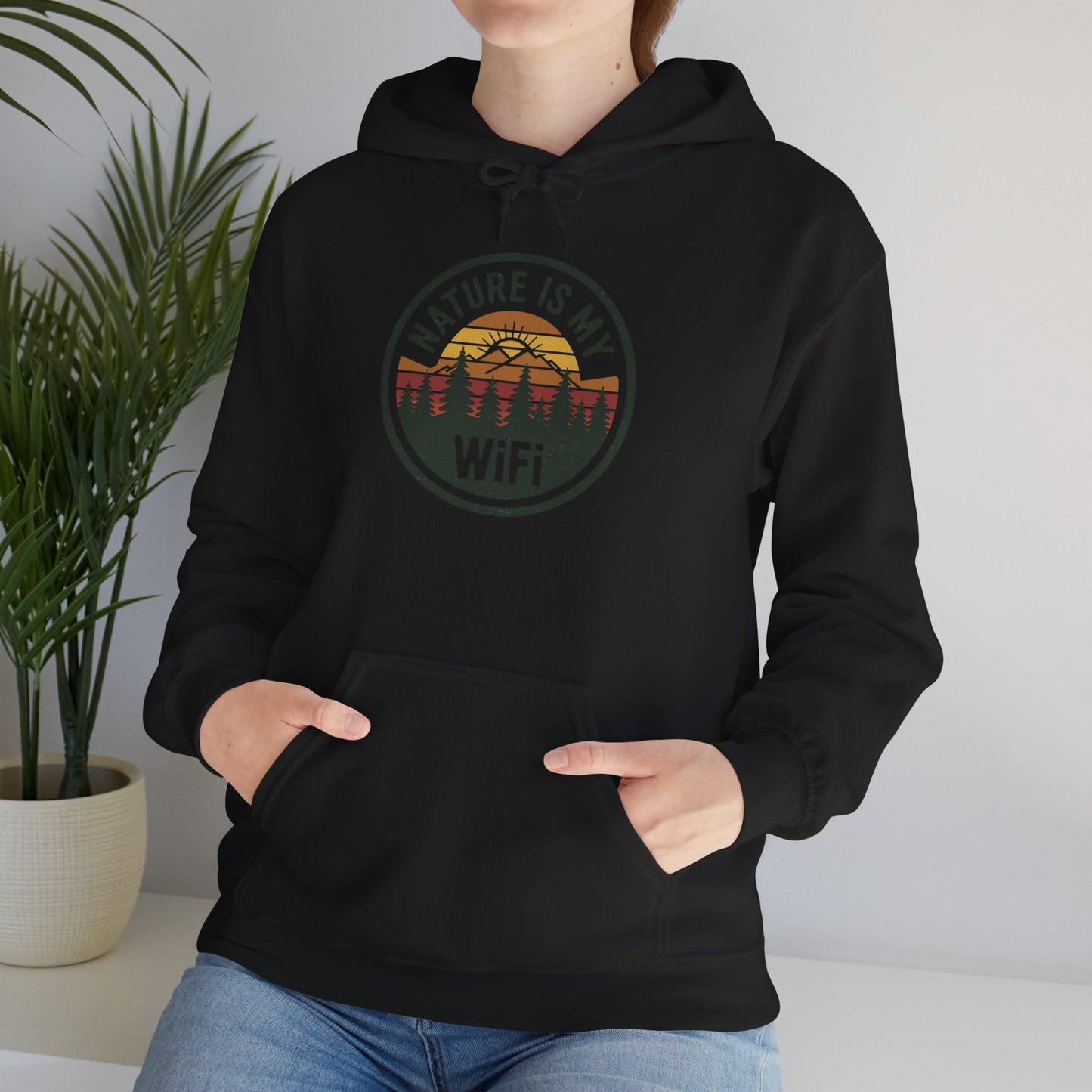 Nature Is My WiFi Hoodie – Cozy Unisex Sweatshirt for Nature Lovers, Outdoor Adventure Apparel, Camping and Travel Gift