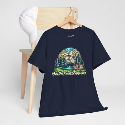 May The Forest Be With You - Unisex Heavy Cotton Tee - Outdoor Adventure Shirt, Hiking Graphic T-Shirt, Camping Gift, Nature Apparel