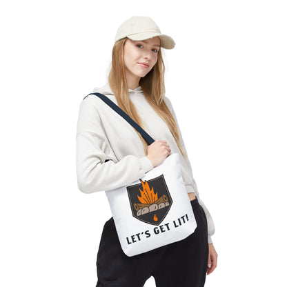 Let's Get Lit Tote Bag - Funny Reusable Bag For Campers