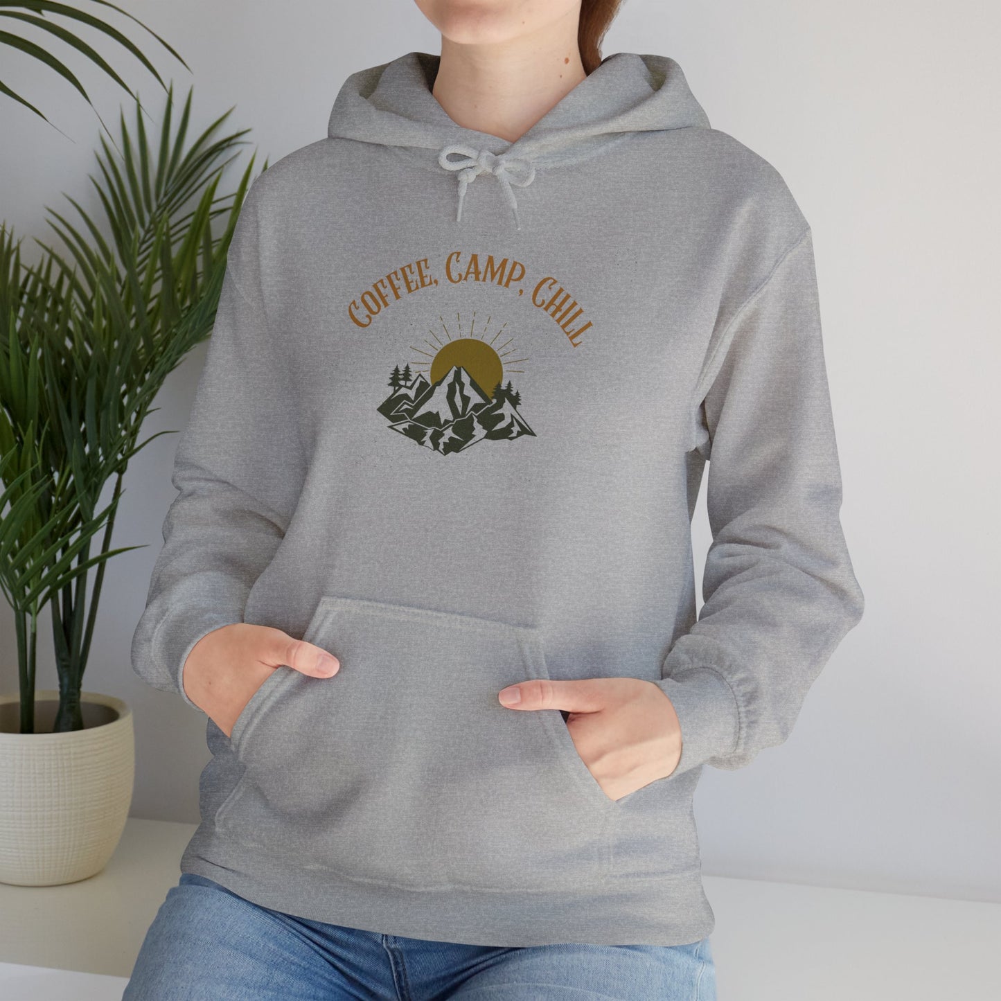 Coffee, Camp, Chill Hoodie – Outdoor Lovers Camping Sweatshirt, Hiking Gift, Warm Adventure Layer