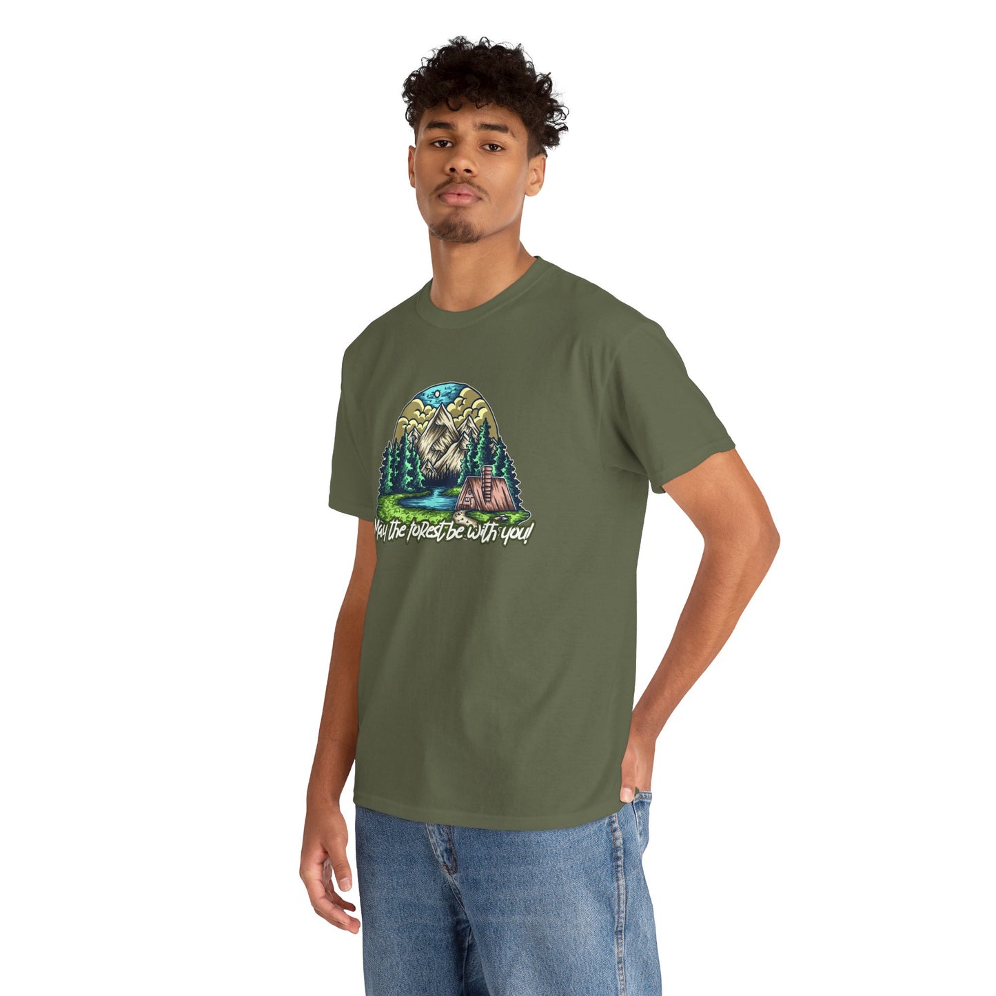May The Forest Be With You - Unisex Heavy Cotton Tee - Outdoor Adventure Shirt, Hiking Graphic T-Shirt, Camping Gift, Nature Apparel