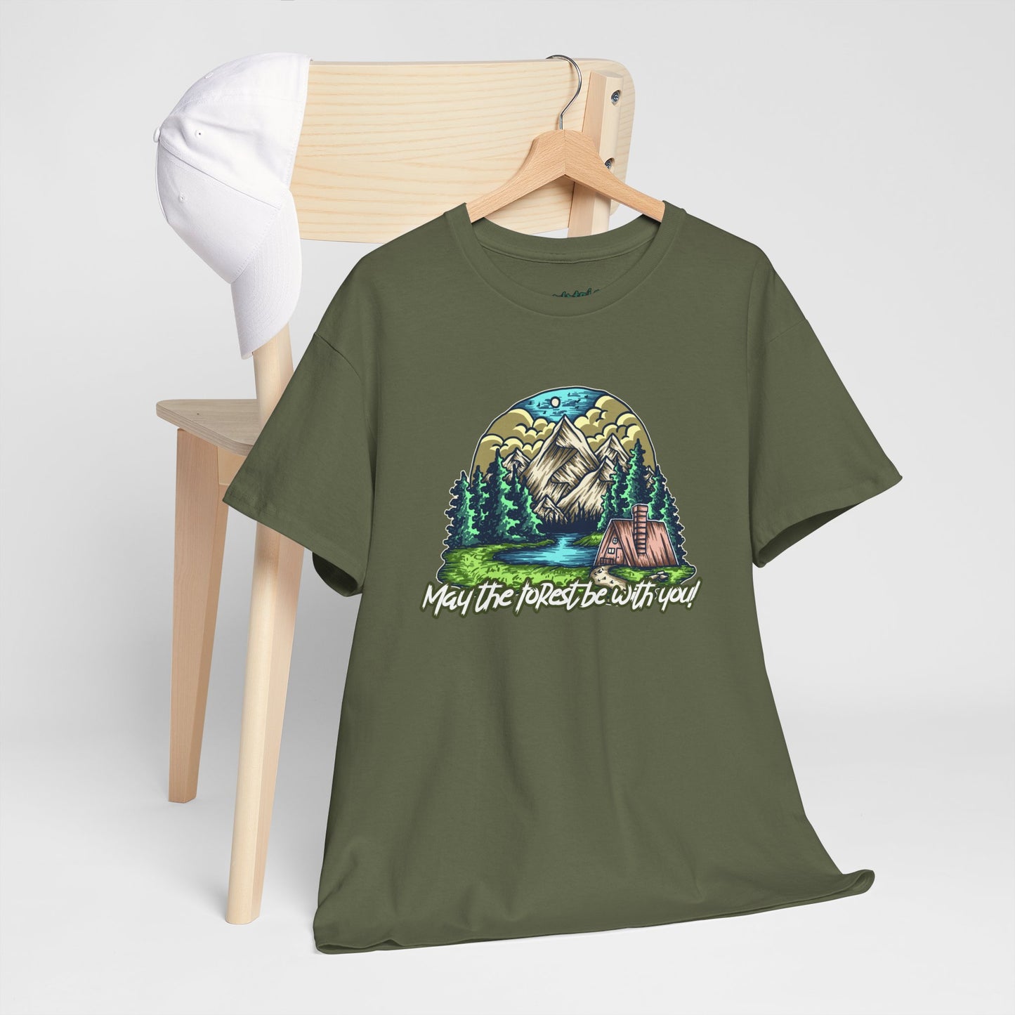 May The Forest Be With You - Unisex Heavy Cotton Tee - Outdoor Adventure Shirt, Hiking Graphic T-Shirt, Camping Gift, Nature Apparel