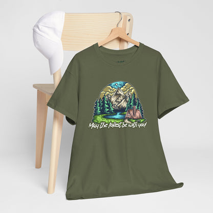 May The Forest Be With You - Unisex Heavy Cotton Tee - Outdoor Adventure Shirt, Hiking Graphic T-Shirt, Camping Gift, Nature Apparel