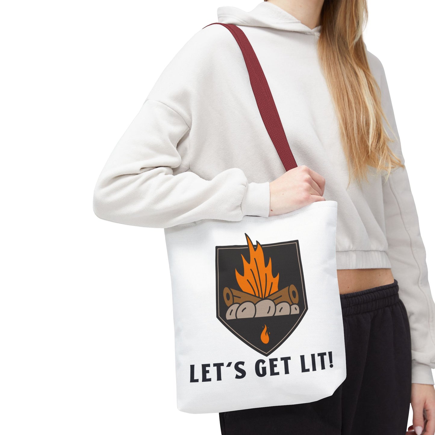 Let's Get Lit Tote Bag - Funny Reusable Bag For Campers