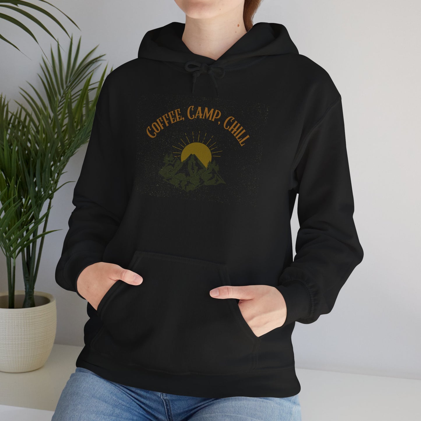 Coffee, Camp, Chill Hoodie – Outdoor Lovers Camping Sweatshirt, Hiking Gift, Warm Adventure Layer