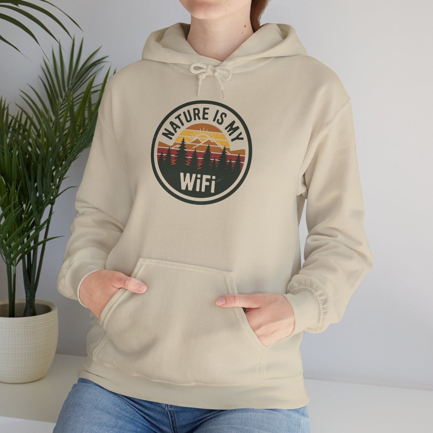 Nature Is My WiFi Hoodie – Cozy Unisex Sweatshirt for Nature Lovers, Outdoor Adventure Apparel, Camping and Travel Gift