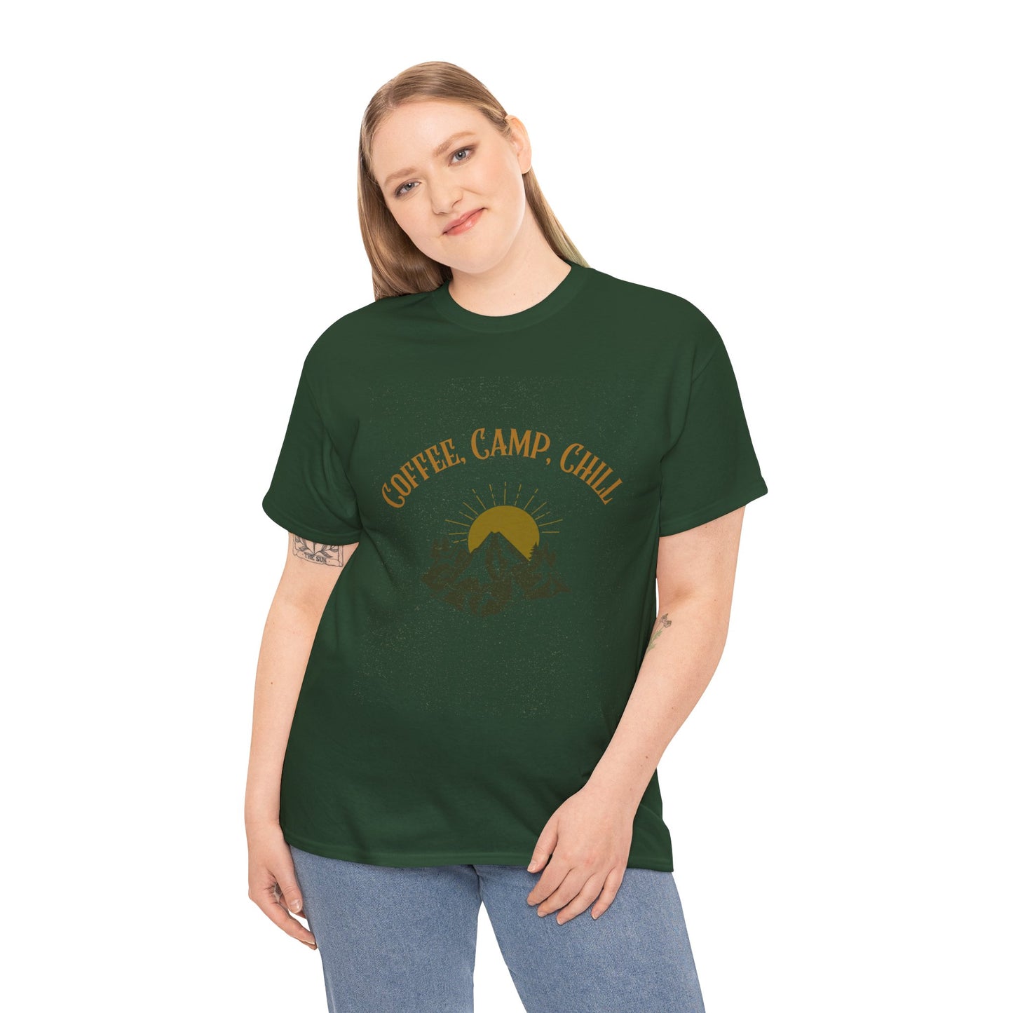 Coffee, Camp, Chill T-Shirt – Unisex Camping Tee for Outdoor Lovers, Adventure & Nature Gift, Cozy Travel Shirt for Summer