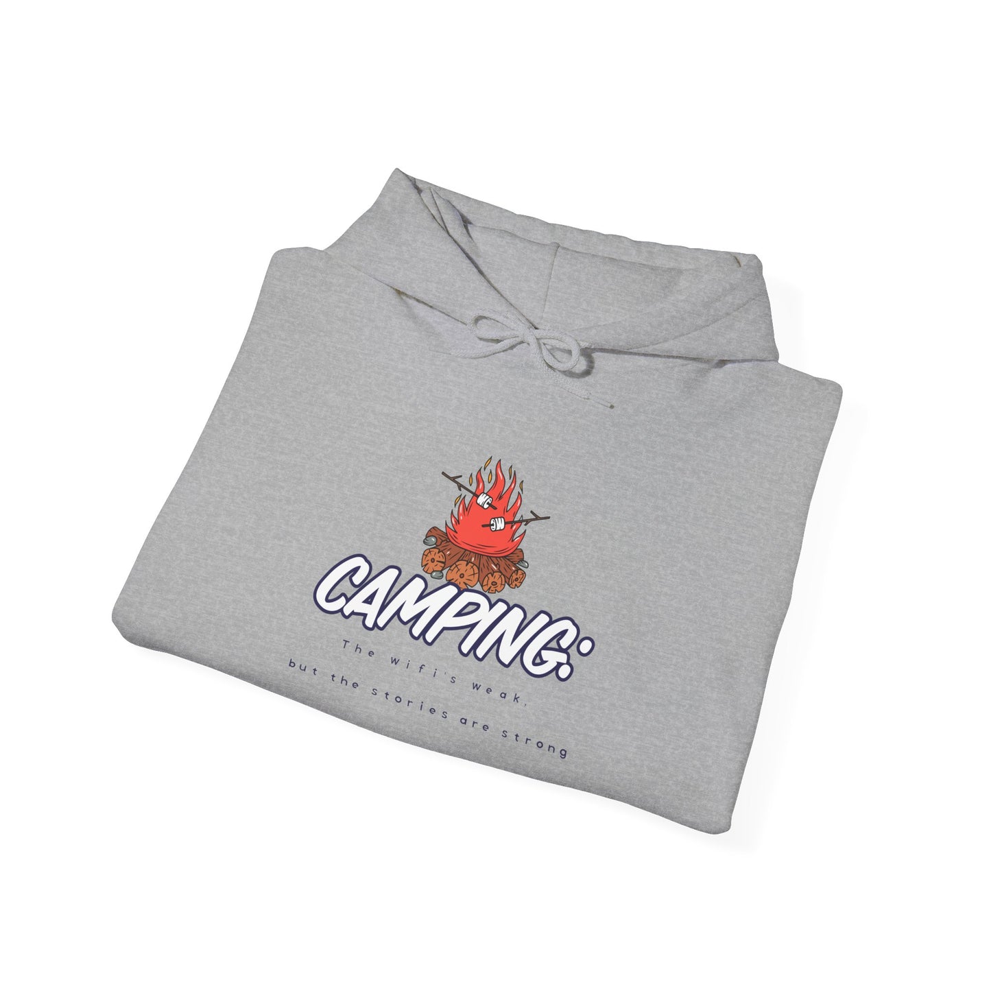 Camping WiFi Is Weak but Stories Are Strong Hoodie – Cozy Outdoor Pullover, Unisex Camping Sweatshirt, Gift for Campers, Hiking and Nature Lovers