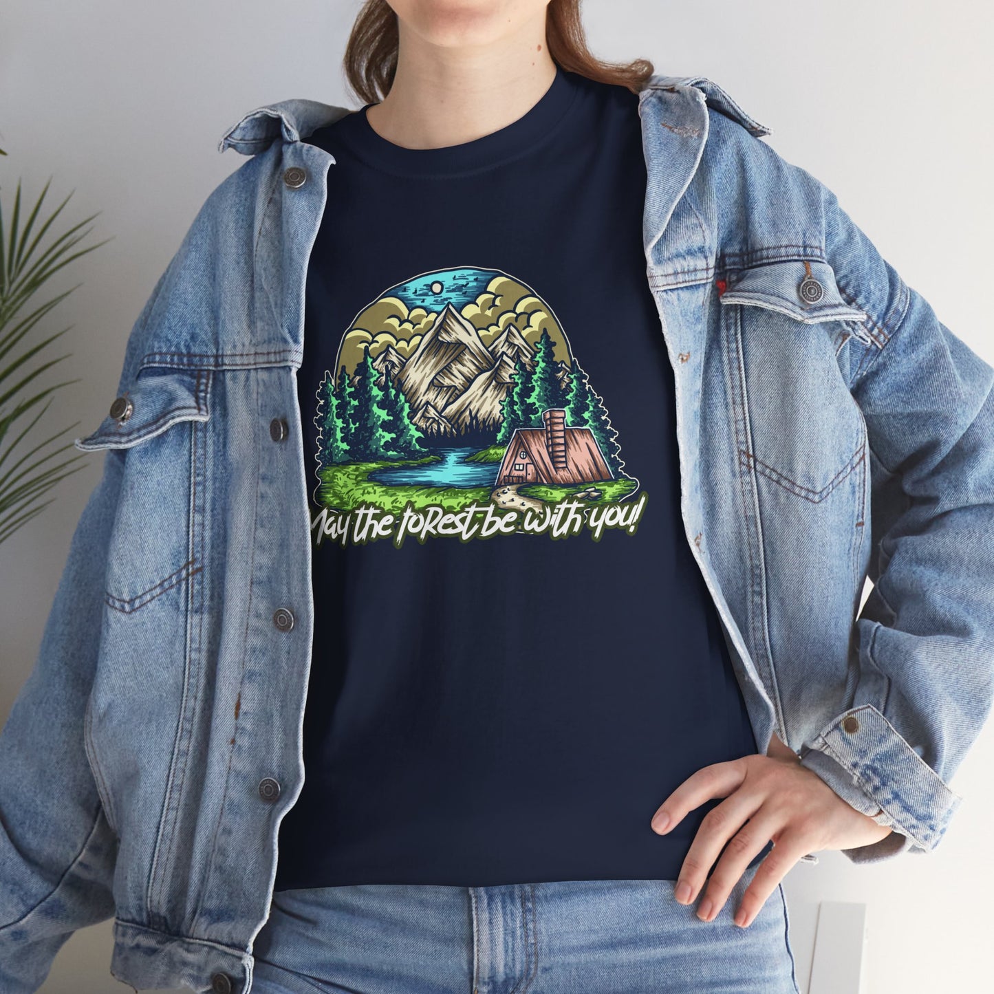 May The Forest Be With You - Unisex Heavy Cotton Tee - Outdoor Adventure Shirt, Hiking Graphic T-Shirt, Camping Gift, Nature Apparel
