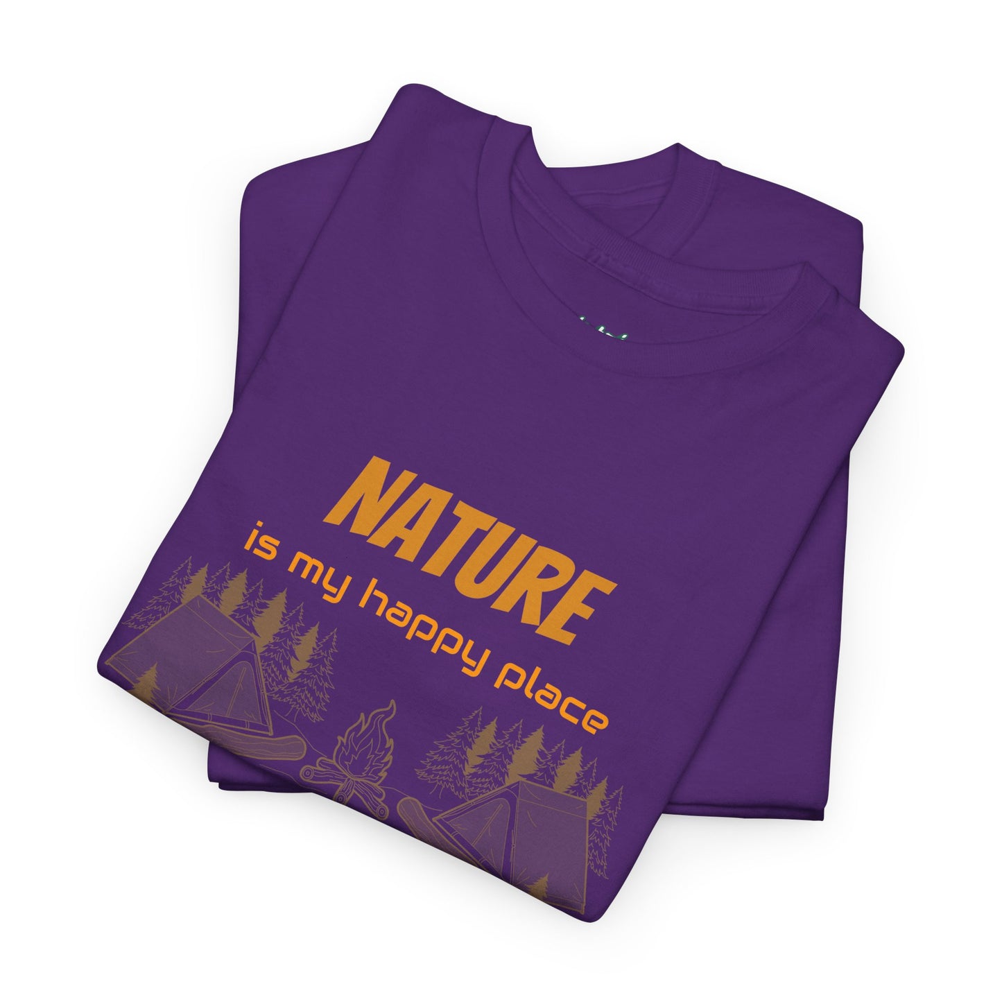 Nature Is My Happy Place - Unisex Heavy Cotton Tee, Outdoor Lover Shirt, Adventure T-Shirt, Hiking Apparel, Eco Friendly Nature Gift, Camping Clothing