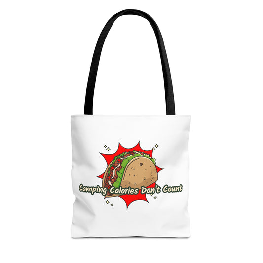 Camping Calories Don't Count Tote Bag — Funny Taco Graphic Bag