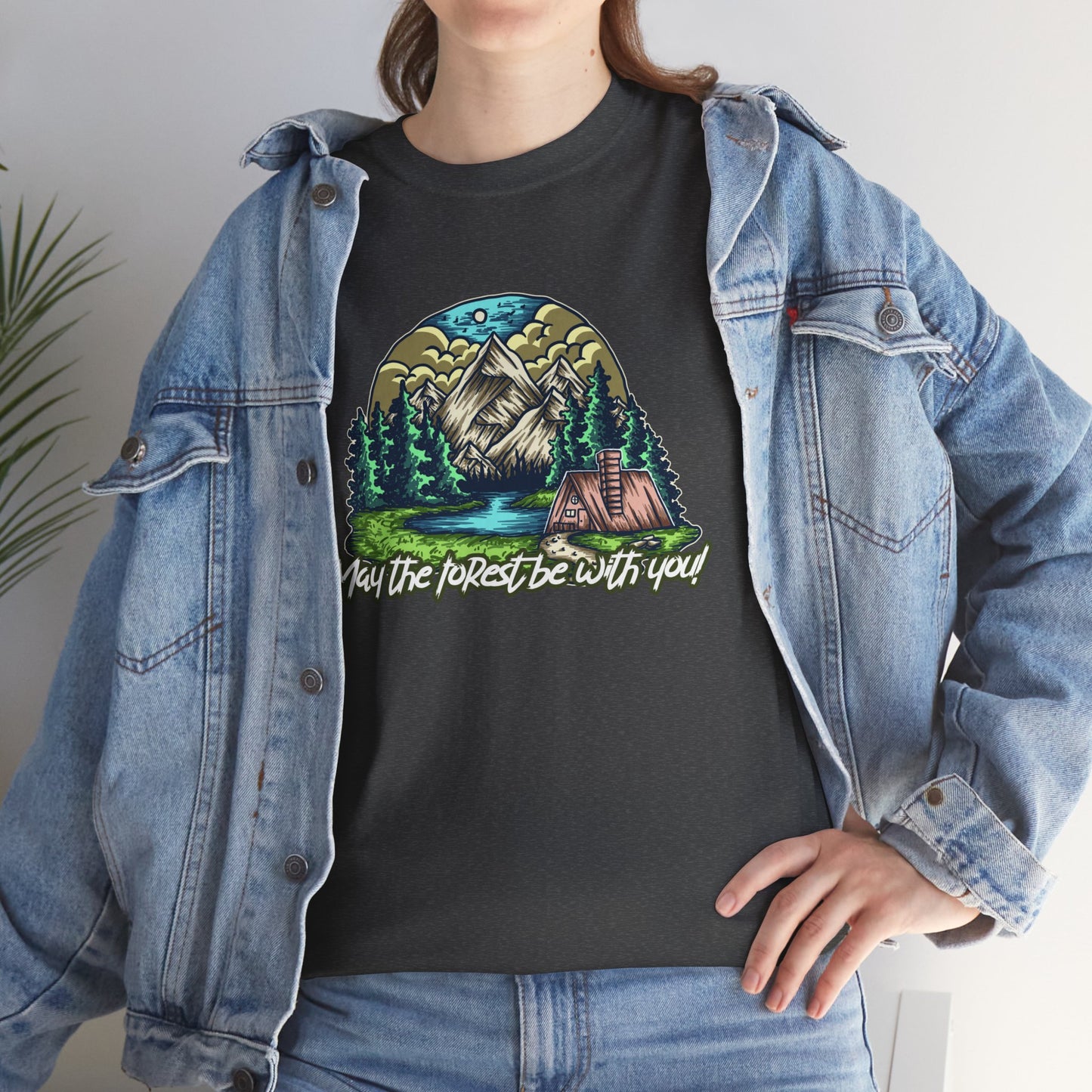 May The Forest Be With You - Unisex Heavy Cotton Tee - Outdoor Adventure Shirt, Hiking Graphic T-Shirt, Camping Gift, Nature Apparel