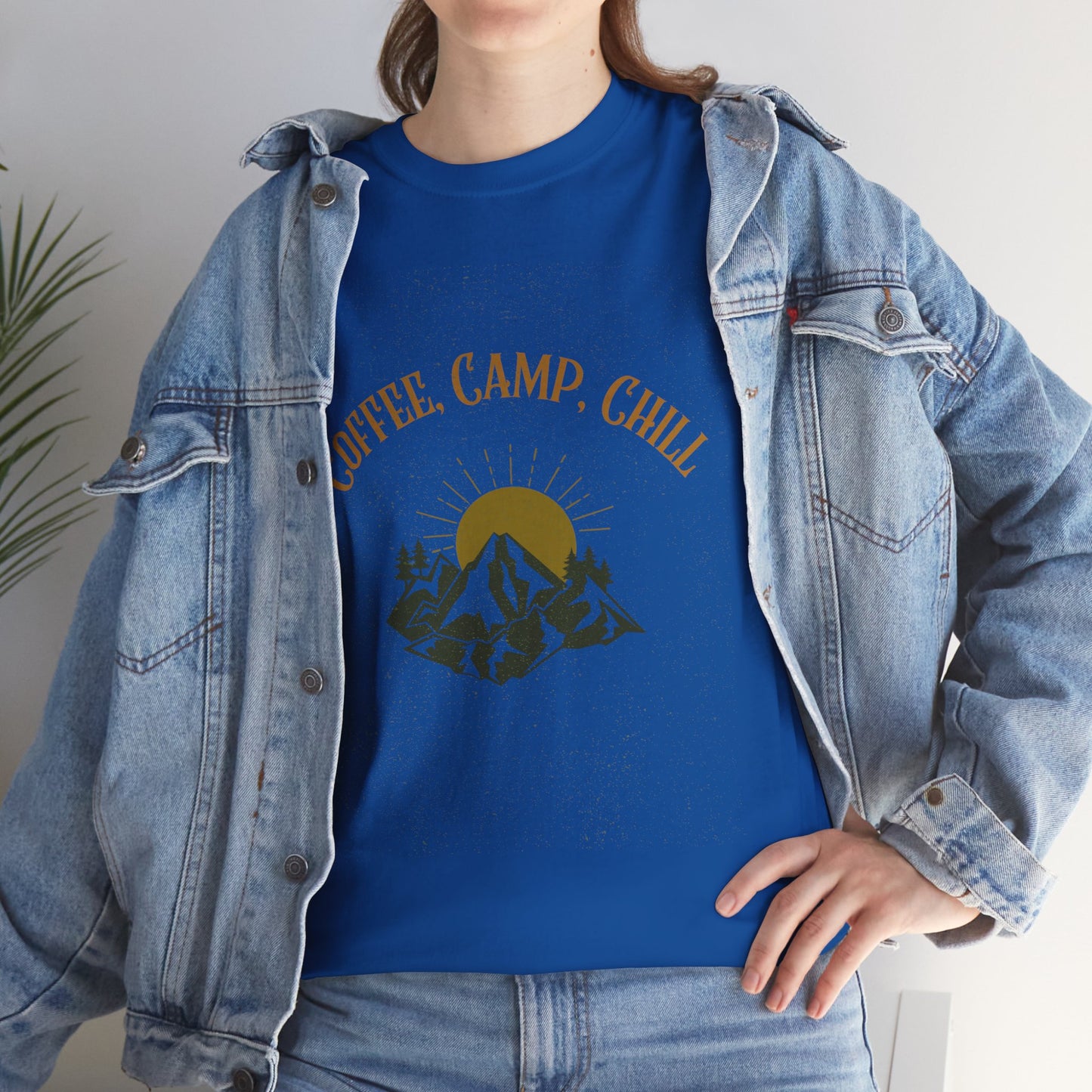 Coffee, Camp, Chill T-Shirt – Unisex Camping Tee for Outdoor Lovers, Adventure & Nature Gift, Cozy Travel Shirt for Summer