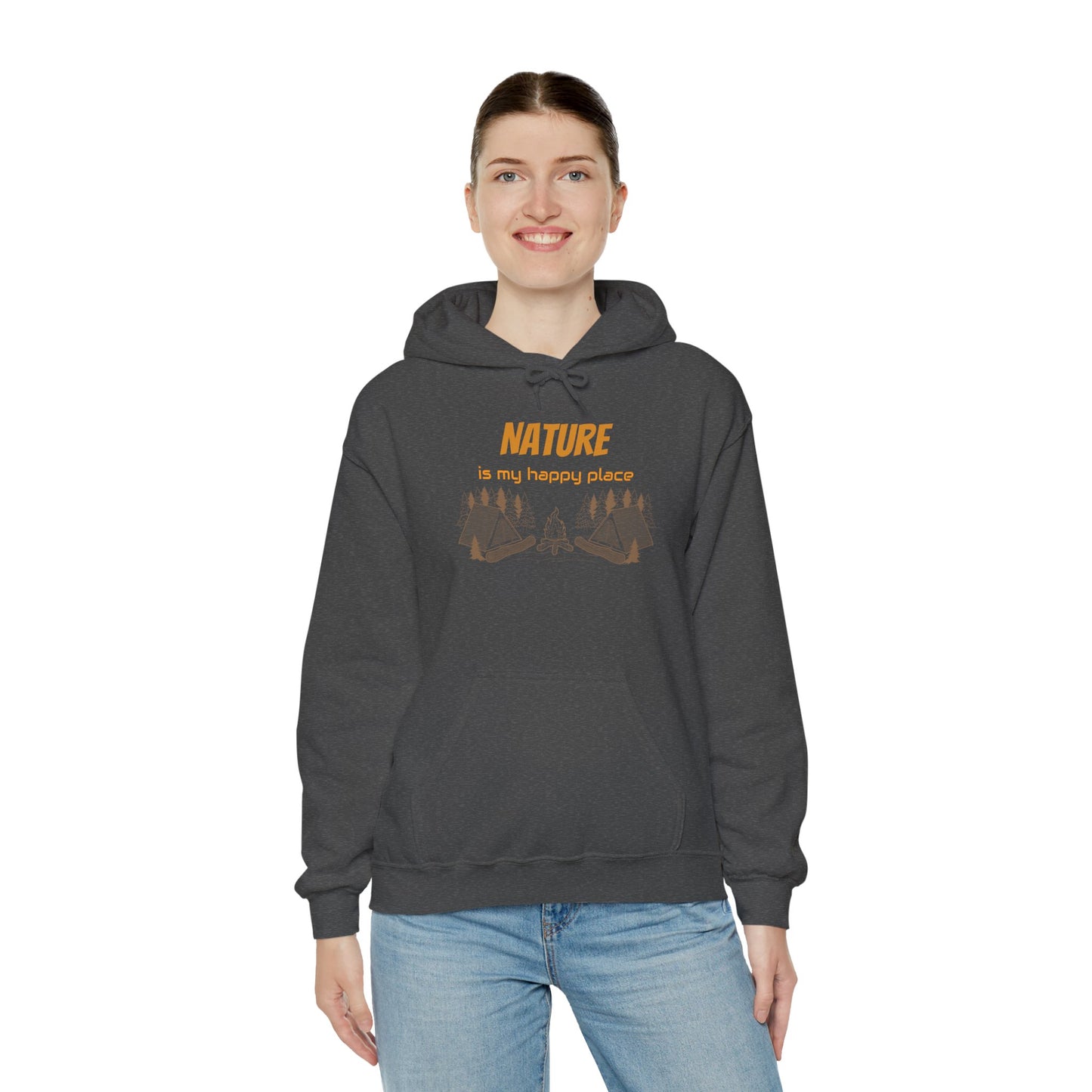 Nature Is My Happy Place Hoodie - Cozy Unisex Sweatshirt for Outdoor Lovers, Hiking and Camping Apparel, Perfect Gift for Nature Enthusiasts
