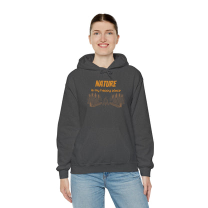 Nature Is My Happy Place Hoodie - Cozy Unisex Sweatshirt for Outdoor Lovers, Hiking and Camping Apparel, Perfect Gift for Nature Enthusiasts