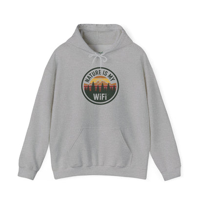 Nature Is My WiFi Hoodie – Cozy Unisex Sweatshirt for Nature Lovers, Outdoor Adventure Apparel, Camping and Travel Gift