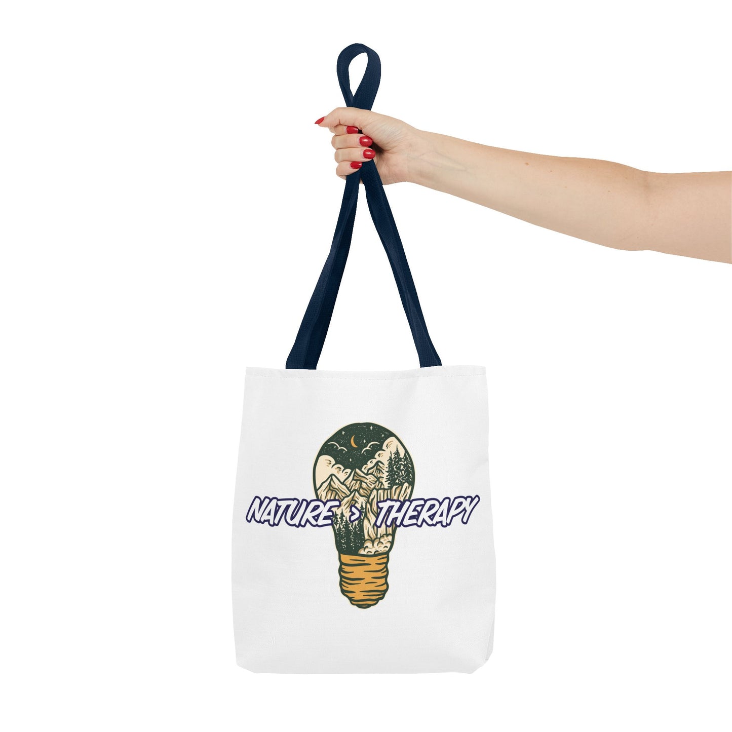 Nature Greater Than Therapy Tote Bag — Scenic Lightbulb Eco Tote for Outdoor Lovers