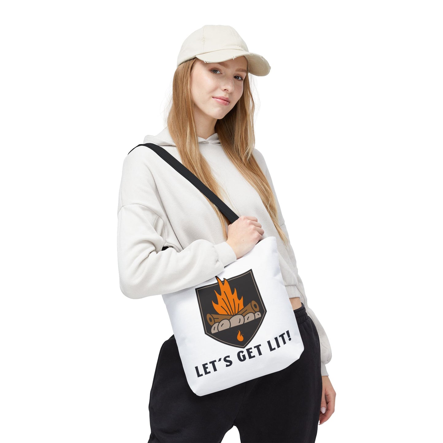 Let's Get Lit Tote Bag - Funny Reusable Bag For Campers
