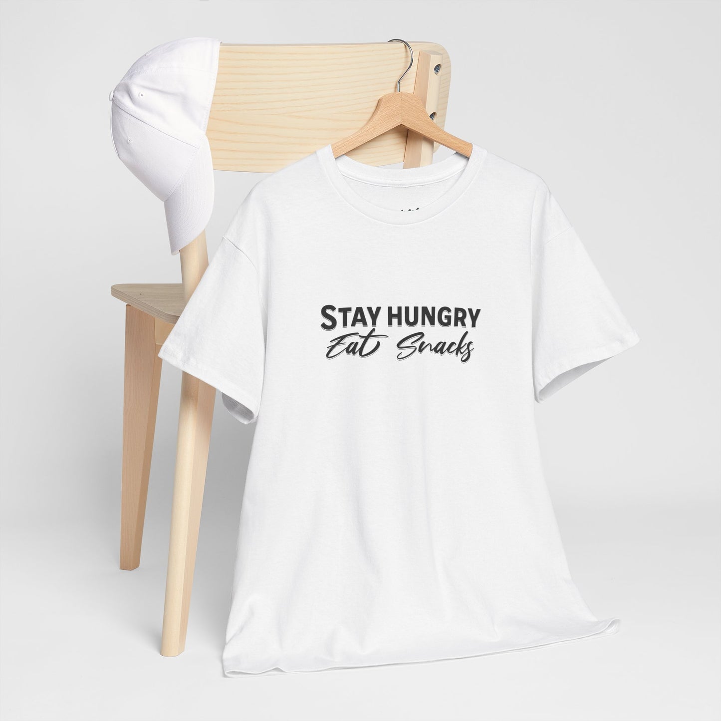 Stay Hungry Eat Snacks T-Shirt – Unisex Cotton Tee for Foodies, Casual Wear, Birthday & Holiday Gift, Layering Shirt for Adults