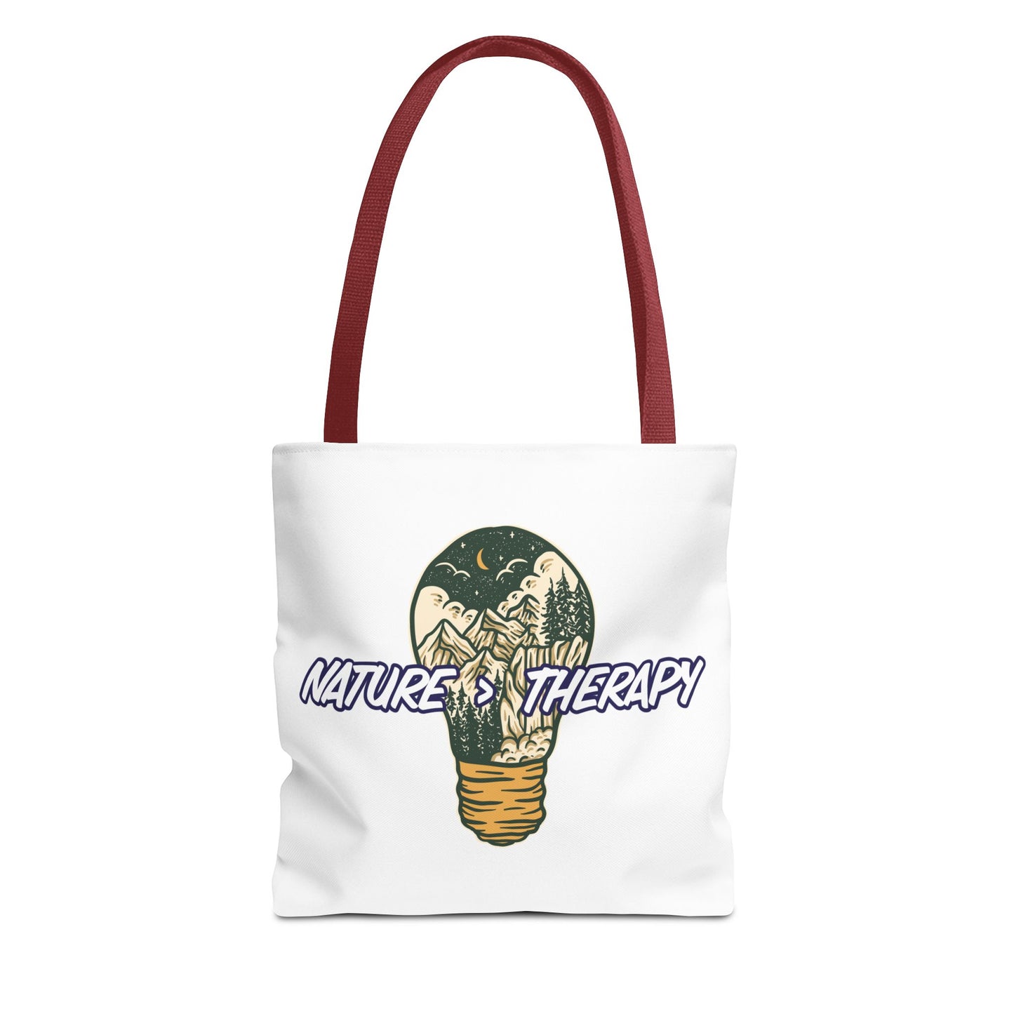 Nature Greater Than Therapy Tote Bag — Scenic Lightbulb Eco Tote for Outdoor Lovers