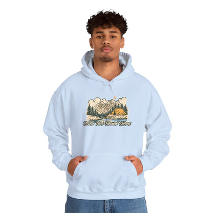 Pitchin Tents Throwin Shades Hoodie – Unisex Outdoor Adventure Sweatshirt, Camping Gear, Nature Lover Gift, Travel and Fall Apparel