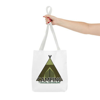 Camping Equals Social Distancing Tote Bag — Funny Campers and Outdoorsy Bag