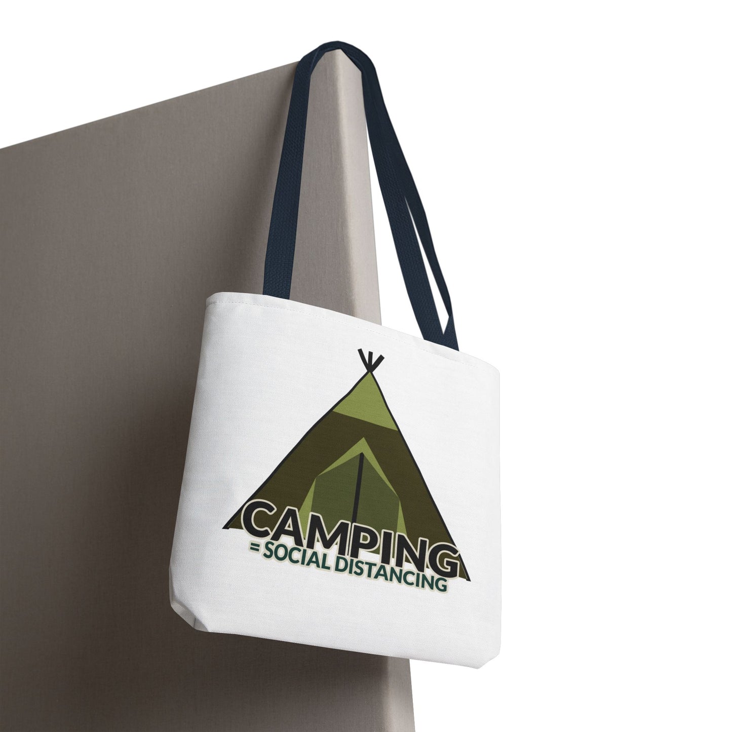 Camping Equals Social Distancing Tote Bag — Funny Campers and Outdoorsy Bag