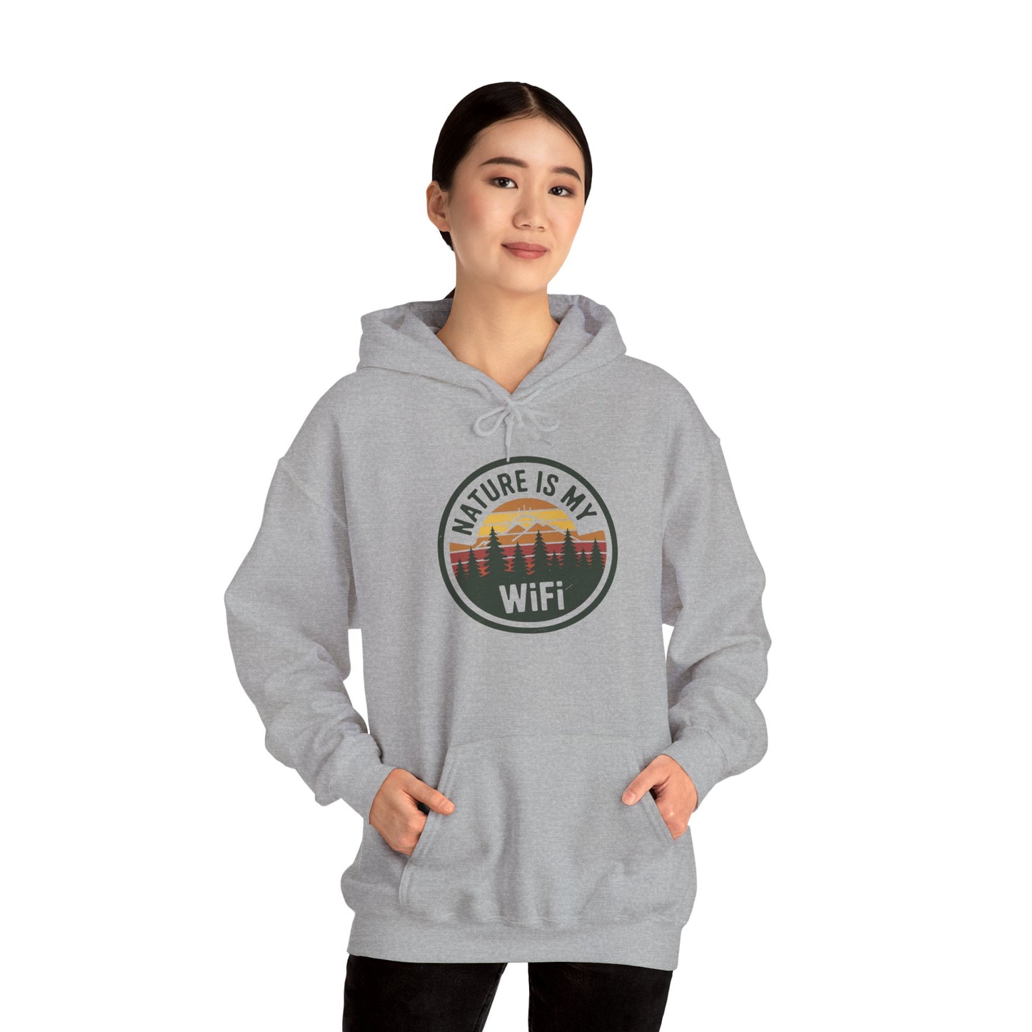 Nature Is My WiFi Hoodie – Cozy Unisex Sweatshirt for Nature Lovers, Outdoor Adventure Apparel, Camping and Travel Gift