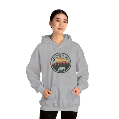 Nature Is My WiFi Hoodie – Cozy Unisex Sweatshirt for Nature Lovers, Outdoor Adventure Apparel, Camping and Travel Gift